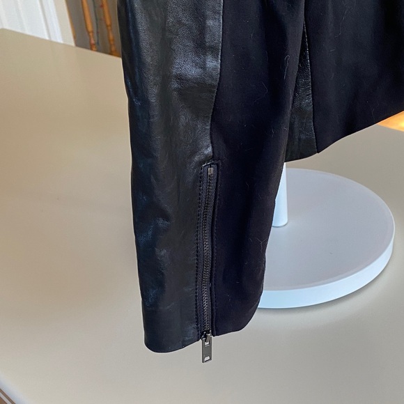DKNY black leather jacket with nylon side panels. - Picture 9 of 13